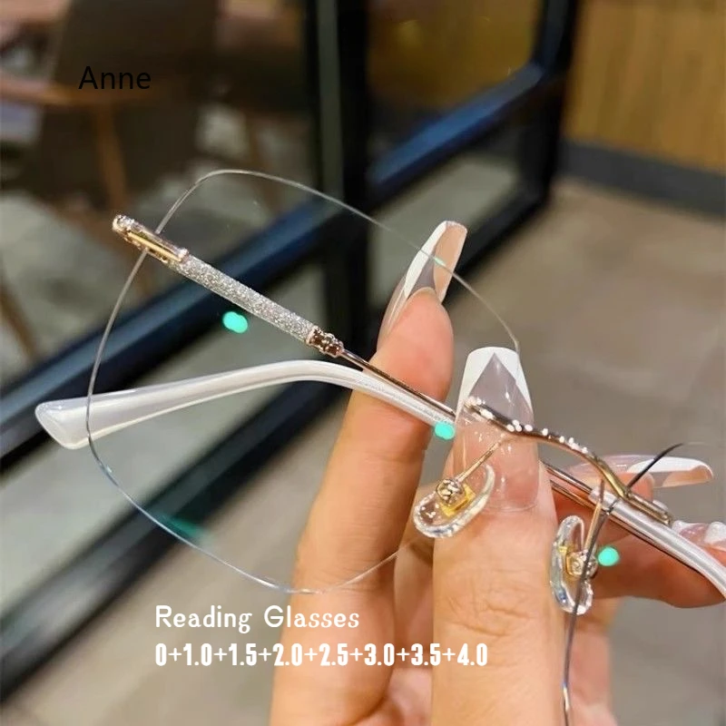 Women Ultralight Cutting Frame Presbyopia Eyeglasses Blue Light Blocking Reading Glasses Vintage Farsighted Eyewear with Diopter