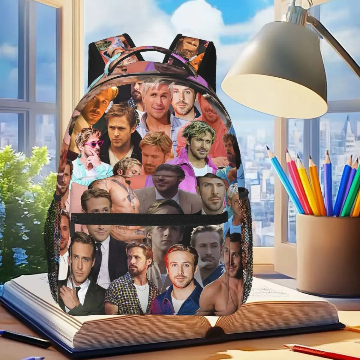 

Ryan Gosling Photo Collage Backpack Student Boys Girls BookBag Kids School Bag Laptop Shoulder Bags for Men Women