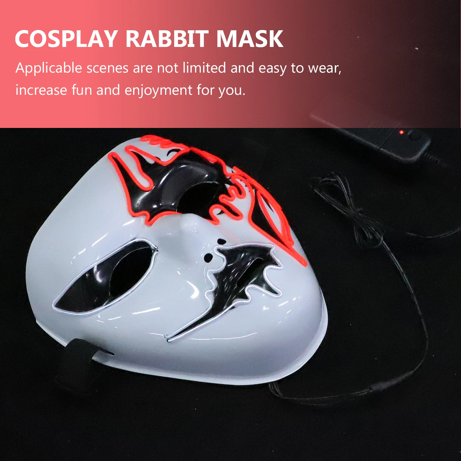

Luminous Glowing Costume Cosplay Rabbit Mask Masquerade Full Cover Halloween Party Performance Mask Party Supplies For Fancy