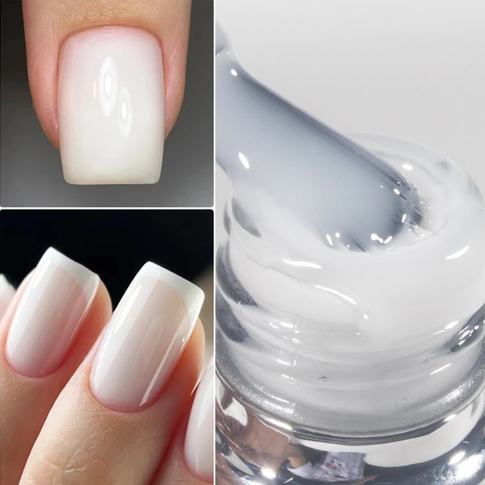 KODIES GEL Fiber Base Gel Polish Milky White Builder Nail Construction Gel for Extension Clear Semi Permanent UV/LED Nails Art