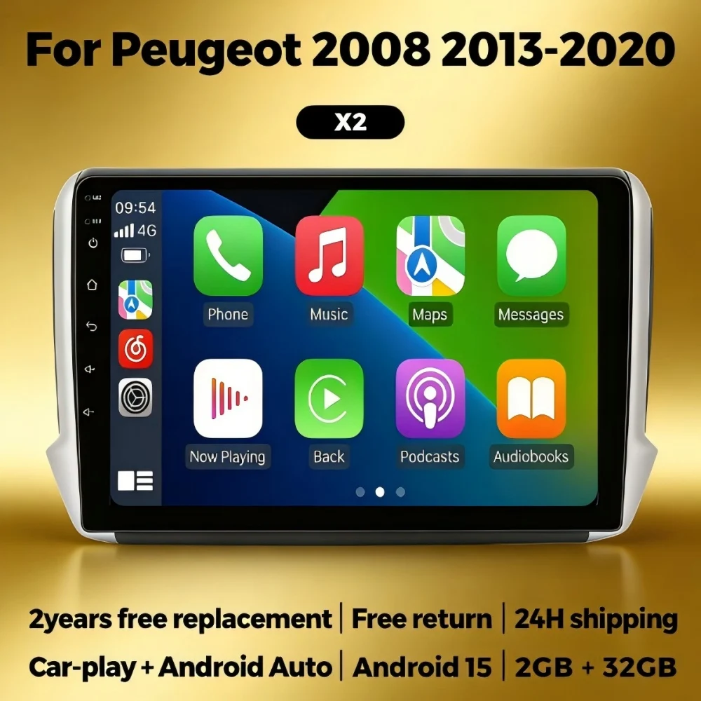 

Автомагнитола MEKEDE Android 15 для Peugeot 2008 208 серии 2013-2020, 2 DIN, с Carplay, мультимедийный проигрыватель