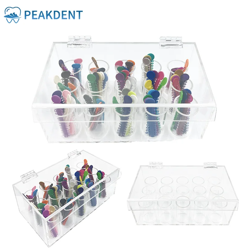 Ortho Elastic Rubber Chain 15hole Placer HolderDental Power Chain Box Clear Acrylic Dispenser Orthodontic Ligature Tie Organizer