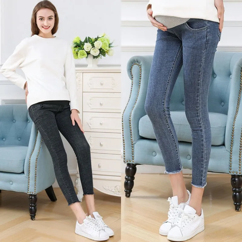 цена Denim Jeans Maternity Pants Skinny Stretch Clothes For Pregnant Women 2022 Spring Summer Plus Size Pregnancy Pants Gravidas
