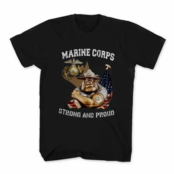 US Marine Corps Strong and Proud Bulldog Devil Dog T-Shirt 100% Cotton O-Neck Summer Short Sleeve Casual Mens T-shirt Size S-3XL