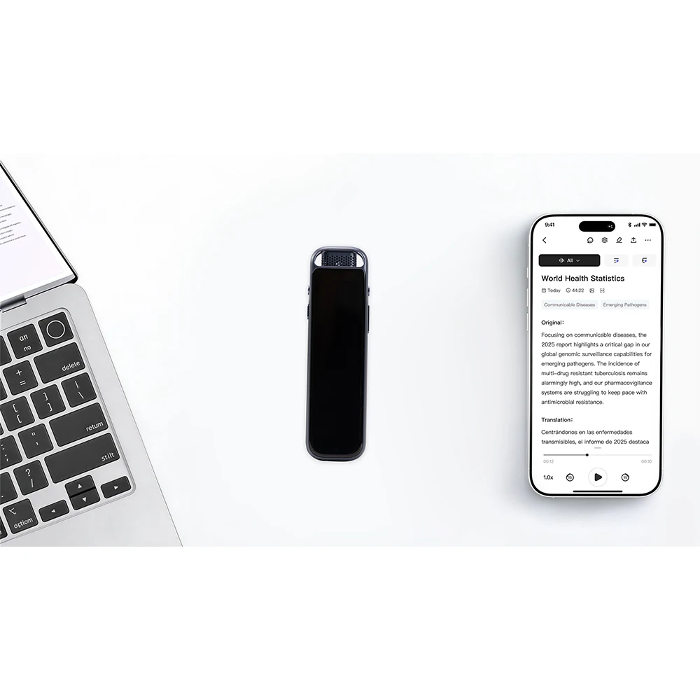 iFLYTEK P1 Pro AI Recorder 3.2-inch OLED Touchscreen Recording Playback Meeting Assistant Real-Time Transcription Interpretation