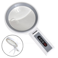 Handheld Charging 34 Led Heating and Cooling Lights with Adjustable Brightness 135Mm Desktop Magnifying Glass for Reading