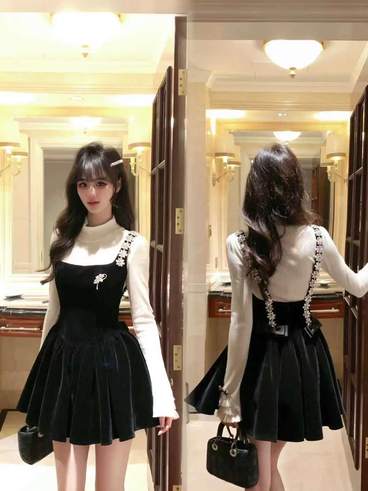 

Комплект Ele ort Bla Dr с бриллиантовой отделкой и ремешком от Musefi для молодых женщин 8-25 лет, дизайн с высокой талией