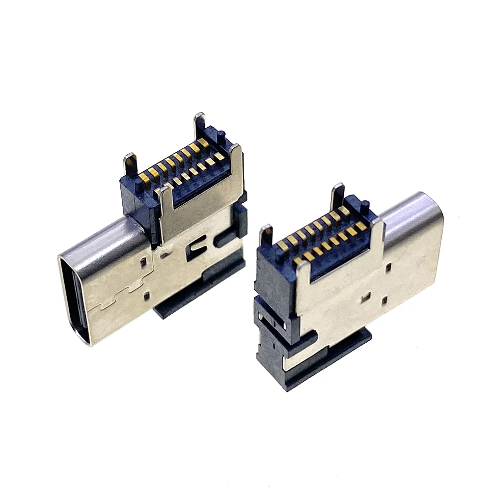 Side mounted USB connector 3.1 type C female socket 16p side plug-in patch with four foot pins side standing SMT high current 5A