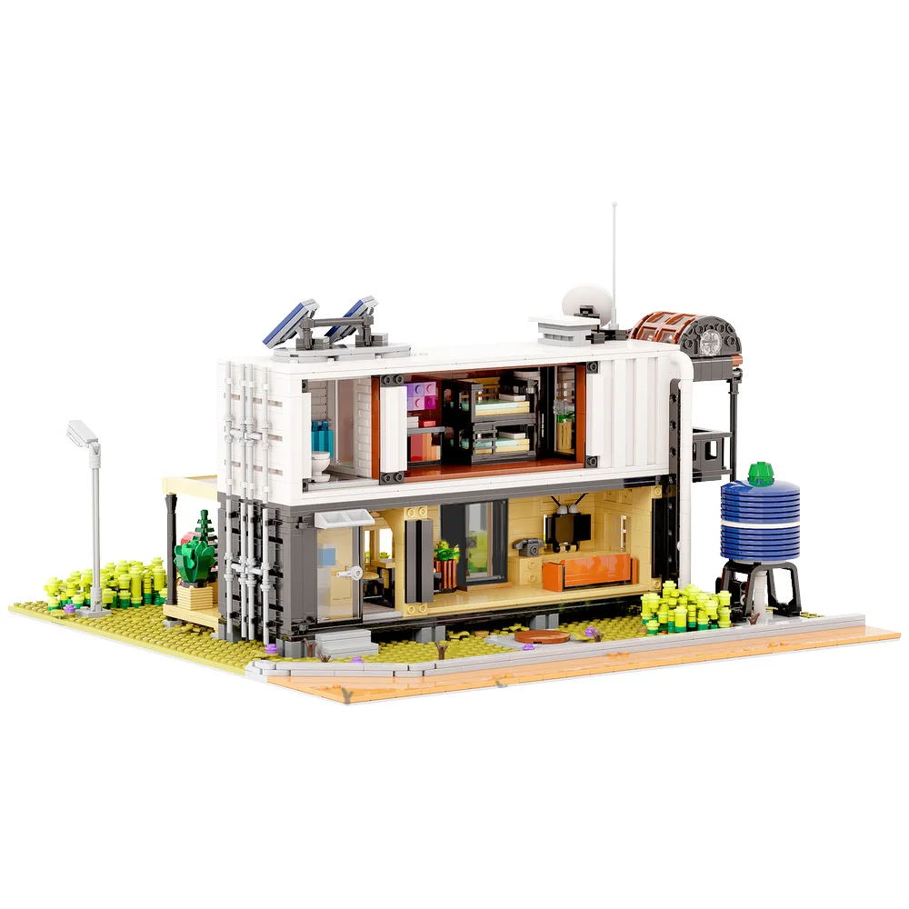 MOC Stadt Street View Container Haus II Bausteine Set Camping Auto haus DIY Ziegel Teile Spielzeug Für Kinder Weihnachten Geschenke