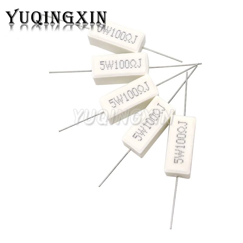 10pcs 5W 5% Cement Resistor Power Resistance 0.1 - 10K 0.1R 0.5R 1R 10R 100R 0.22 0.33 0.5 1 2 5 8 10 15 20 25 30 100 1K 10K ohm