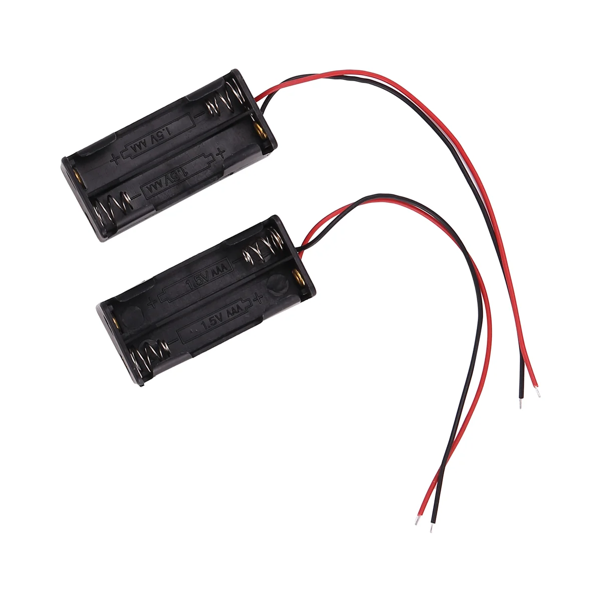 2pcs Black 2-Layers 4 x 1.5V AAA Battery Holder Case Box w Wire Leads