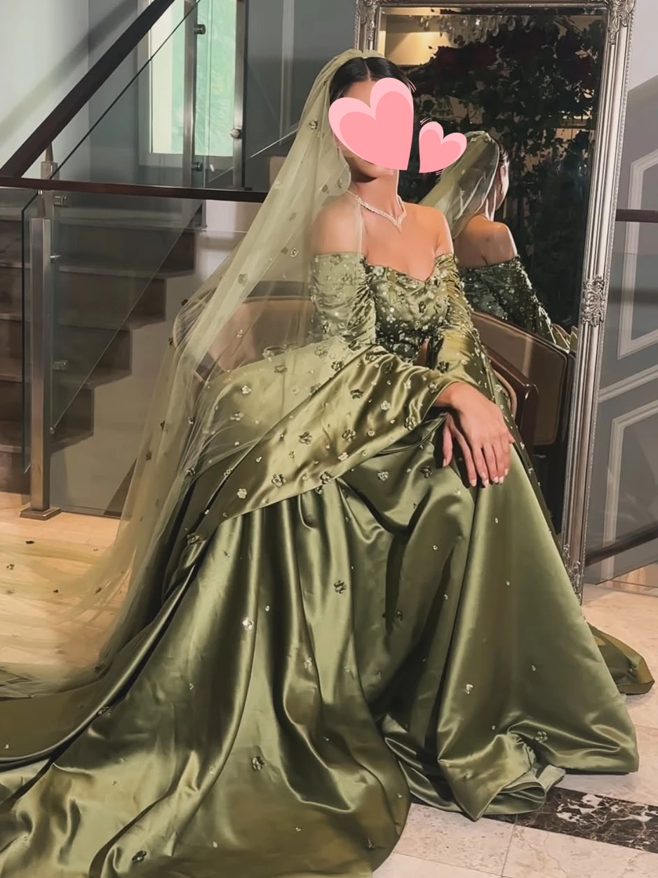 Oisslec vestido de baile elegante vintage doce contas verdes a linha barco pescoço personalizado ocasião formal vestido de baile vestidos de festa à noite