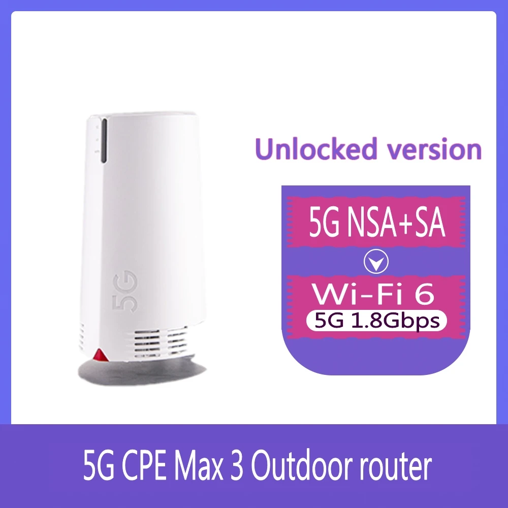 

Unlocked 5G CPE Max 3 Outdoor router CPE mesh wifi 6 NSA+SA 5g wifi extender router 5g sim card antenna gain support RJ45