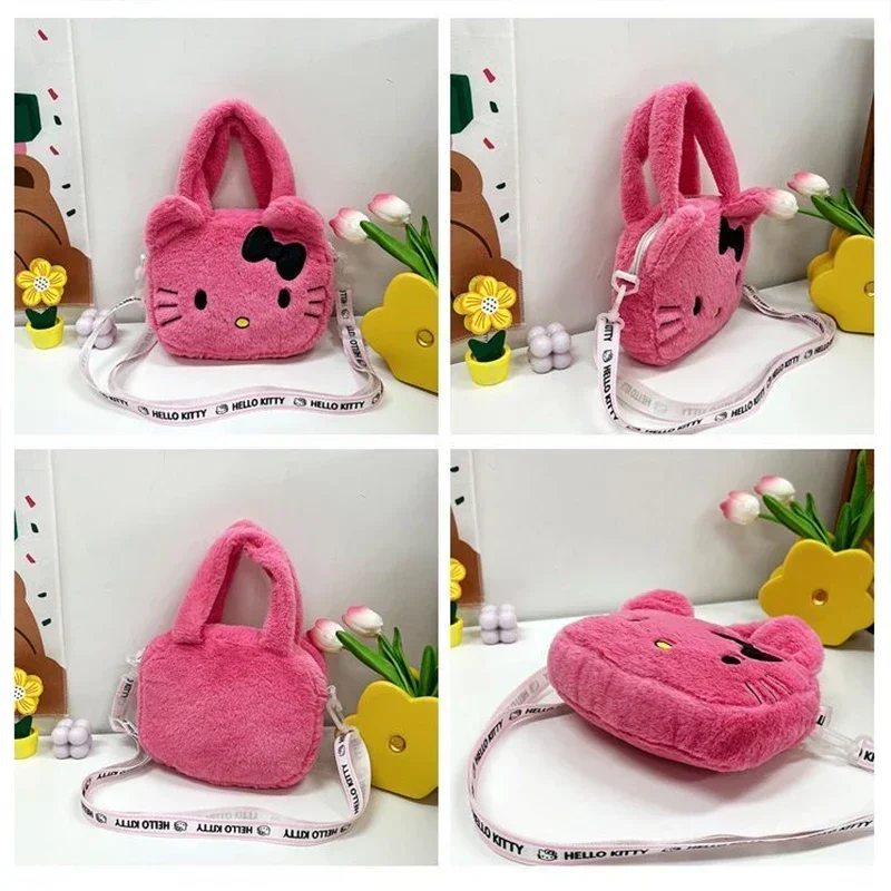 Sanrio Plush Shoulder Bag for Girl Kids Cute Hello Kitty Handbags Fashion Trend Brand Luxury Designer Crossbody Bag Mini Size