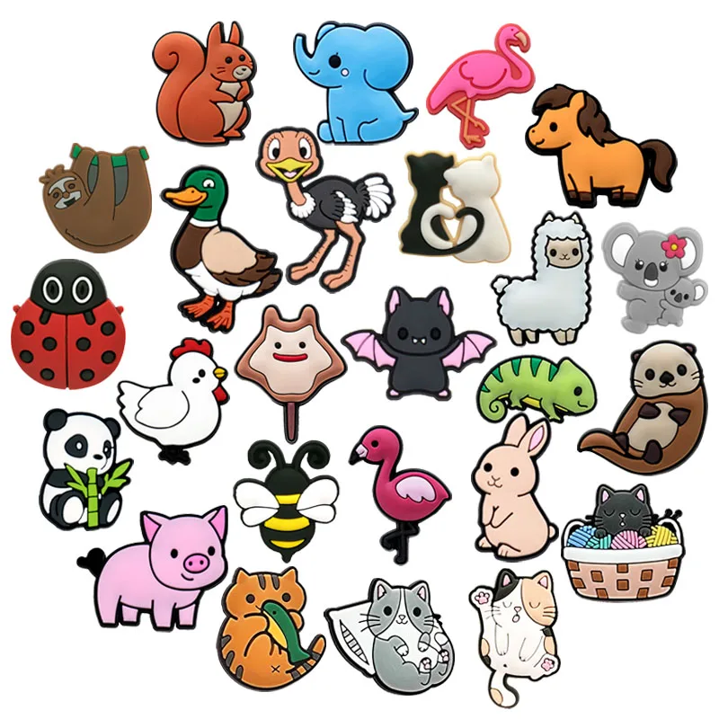 1/25 Stück PVC-Schuhcharms: Pandas, Pferde, Hasen, Schweine, Koalas – Cartoon-Pins für Damen, Herren und Kinder – Schuhdekorationen und Accessoires für Clogs – Detail 2