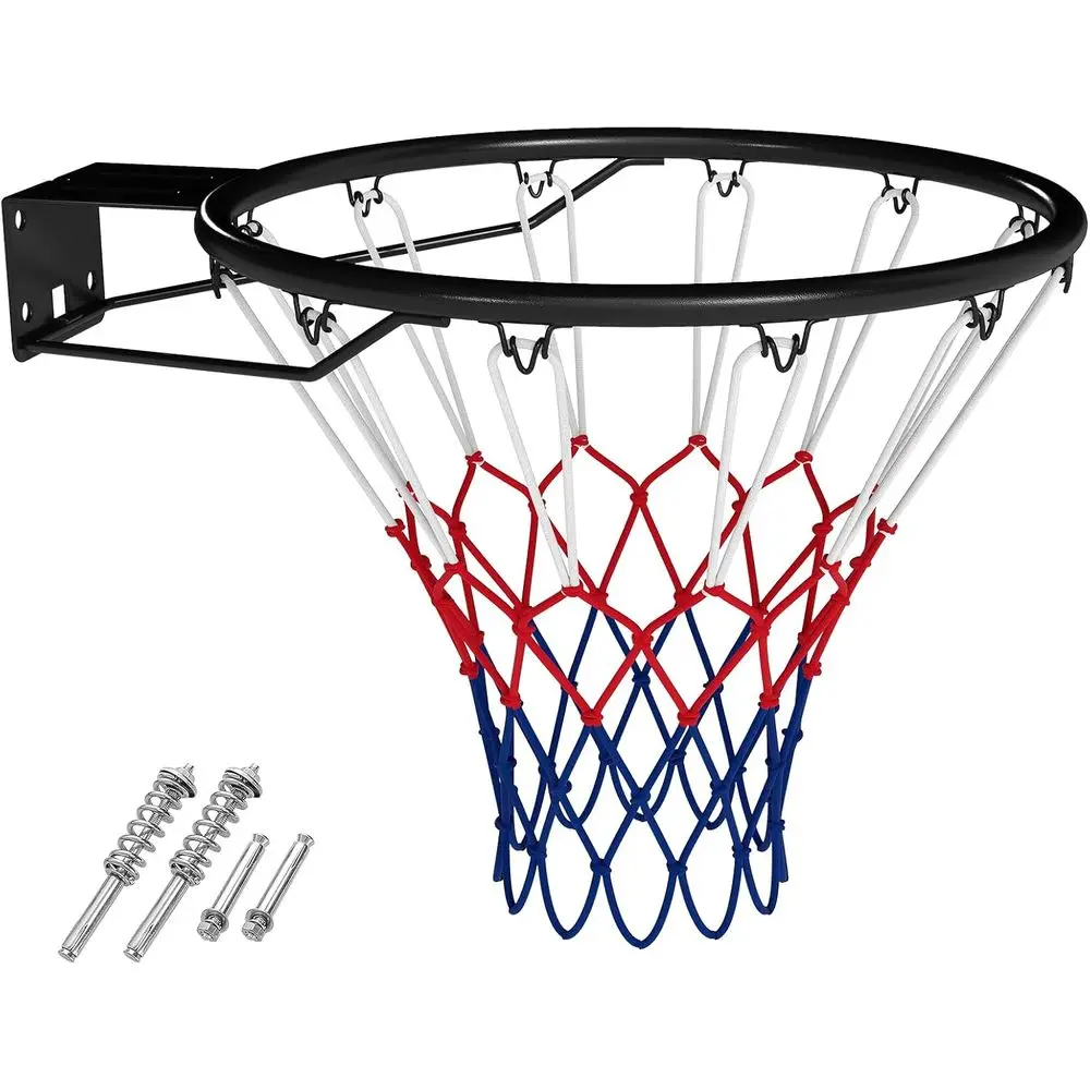 

18 Wall-Mounted Basketball Hoop with Weather-Resistant Net for Indoor and Outdoor Use