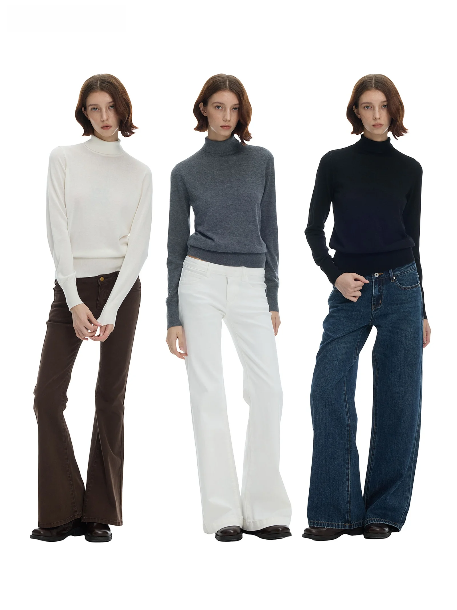 

Женская модная вязаная базовая кофта с высоким воротником, длинными рукавами, приталенного кроя, на пуговицах, из шерсти, для осеннего сезона