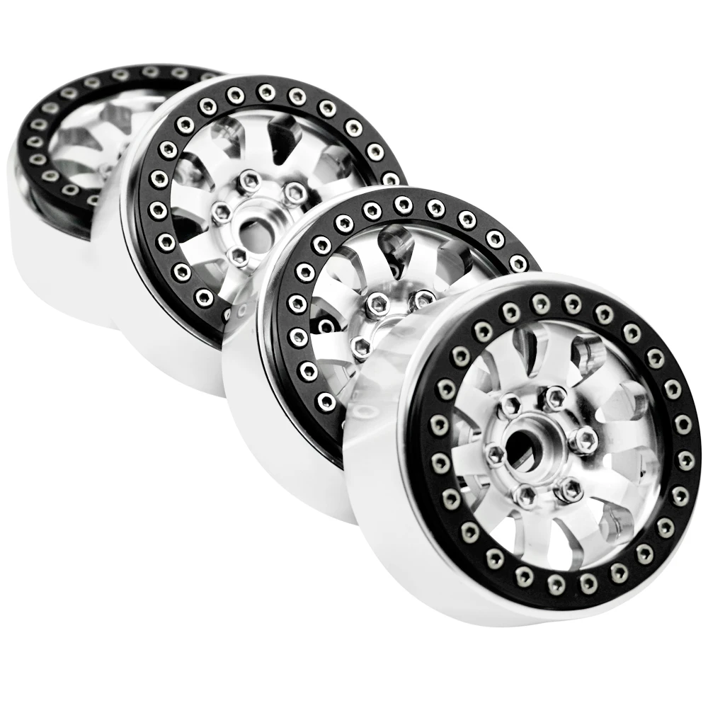 MIBIDAO 4Pcs Aluminum Alloy 1.9 Inch Beadlock Wheels Rims Hubs for Axial SCX10 II 90046 AXI03007 1/10 RC Crawler Car Model Parts