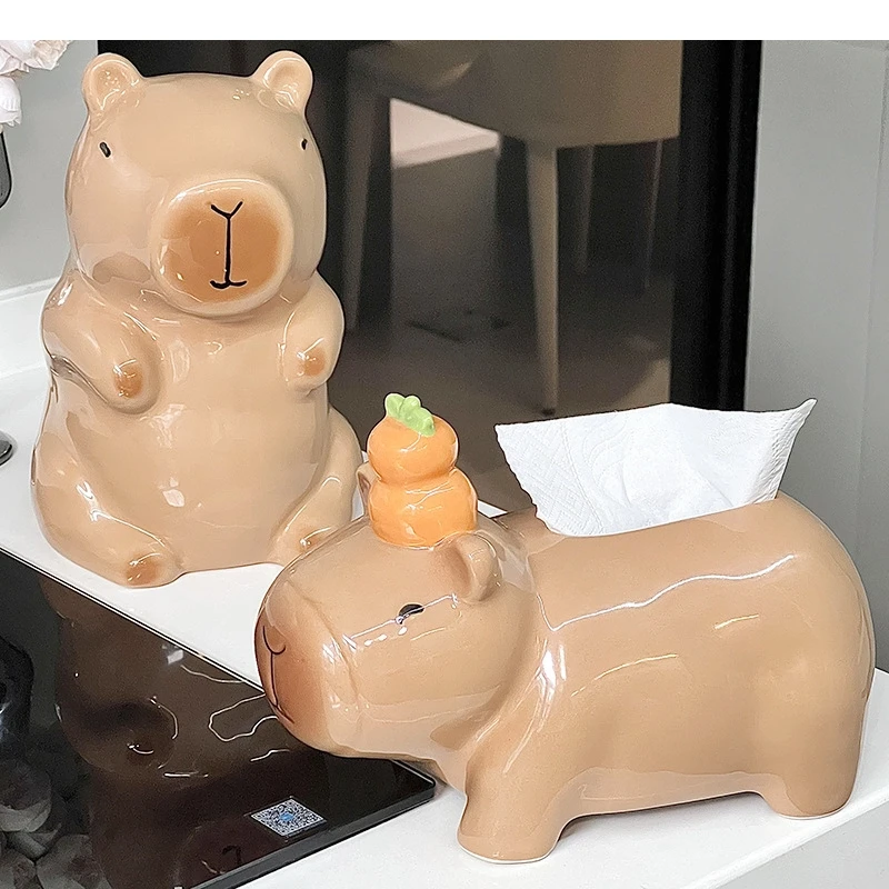

Cute Capybara Tissue Box Nordic Kitchen Animal Decoration Ceramic Organizer Home Decor Accessories