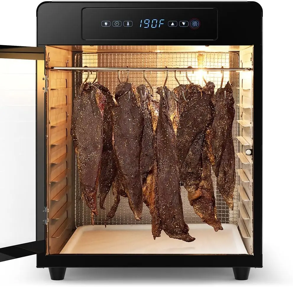 for Jerky, 10 Trays Stainless Steel Biltong Box Drying Cabinet, Powerful 800W, 190°F Dehydrated Dryer Machine for Dog Treats, Be