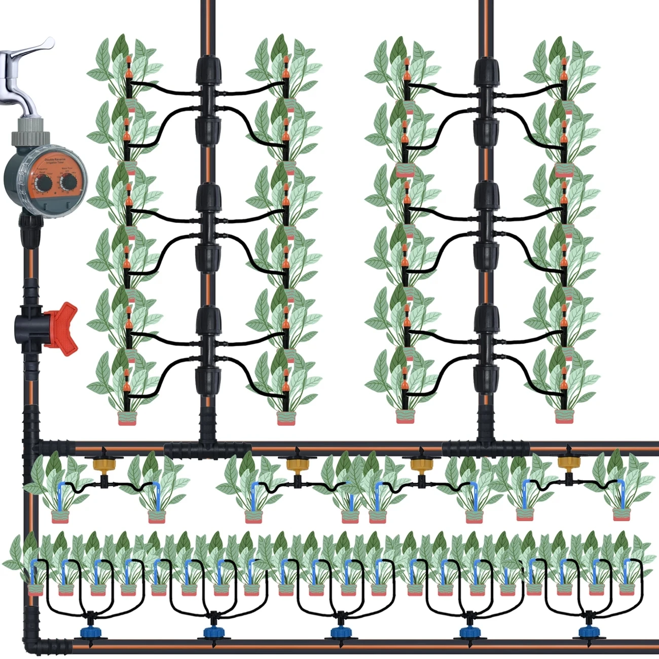 KESLA – raccords pour Irrigation goutte-à-goutte, 16mm, connecteurs, coude en t, capuchon d'accouplement, Kit d'extrémité de prise, tuyau de jardin de 1/2 pouces