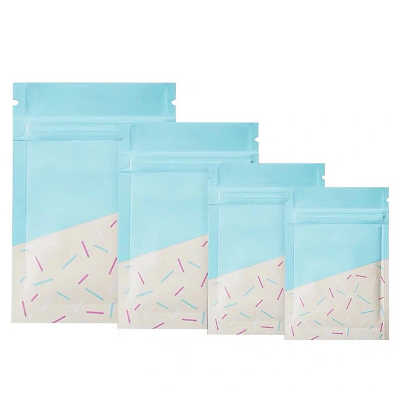 120Pcs Matte Blue Resealable Mylar Baggies Foil Zipper Lock Foil Bags Flat Metallic Flat Snack Powder Food Storage Packing Pouch