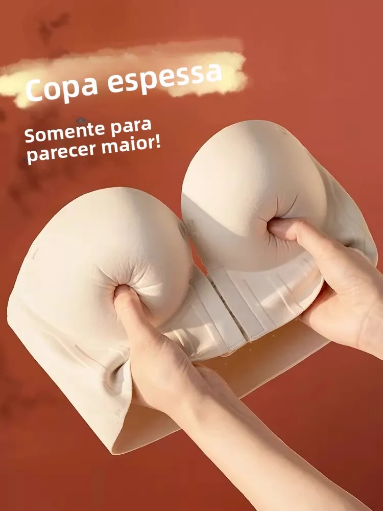 Sutiã Sem Fio com Bojo Deslizante Acolchoado e Fecho Frontal Antiderrapante para Mulheres Jovens, Bojo em Formato U, Material...