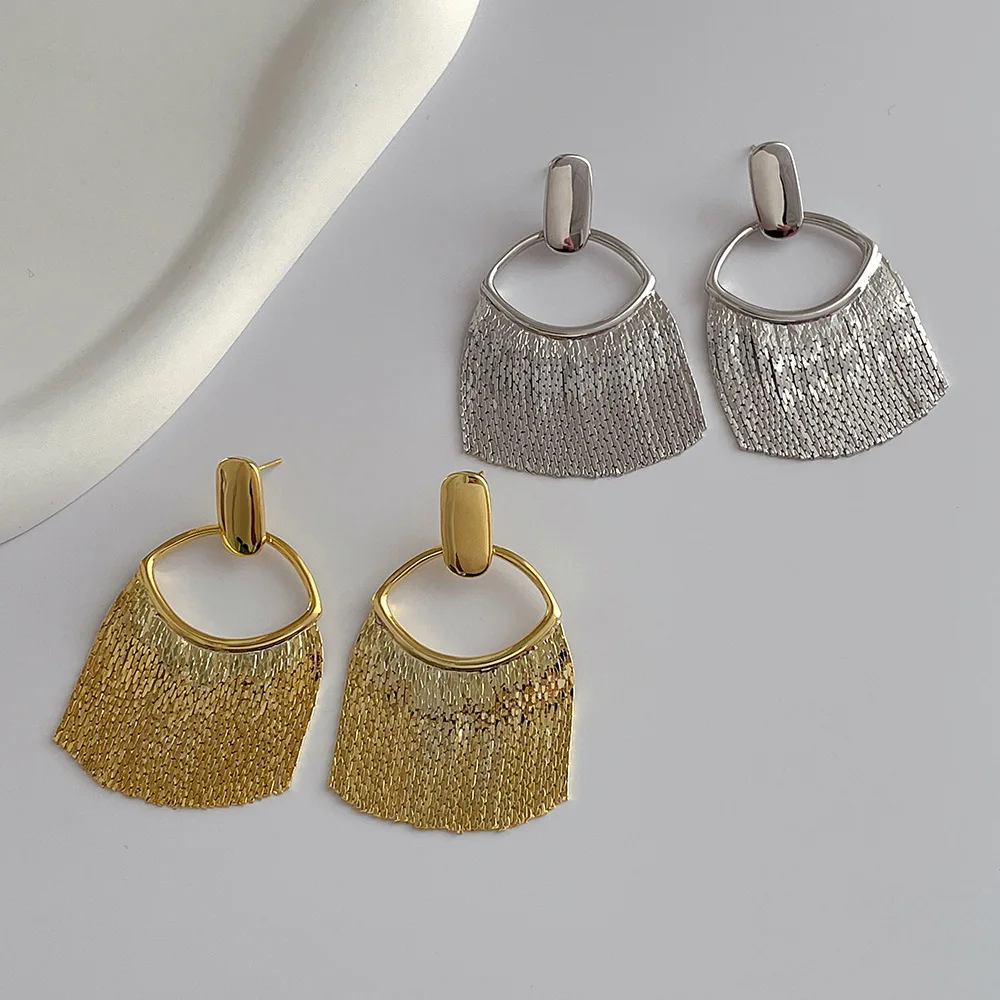 

Fashion Statement Long Statement Gold Plated Bling Tassel Earring For Women Female Wedding Daily Pendant Jewelry