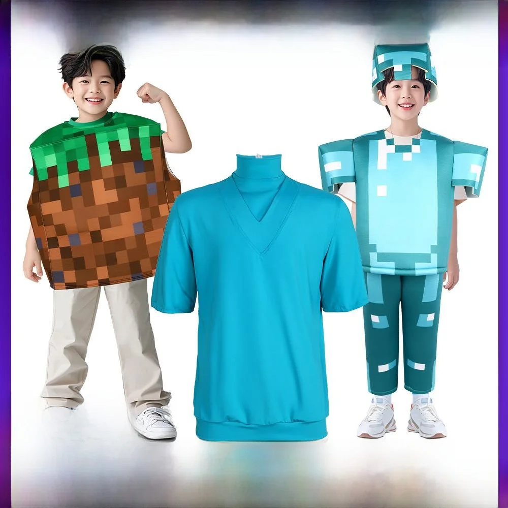 زي ستيف من لعبة وورلد أوف ووركرافت للهالوين، ملابس أداء مسرحي بأكمام قصيرة، زي صيني تقليدي للشخص الحقيقي