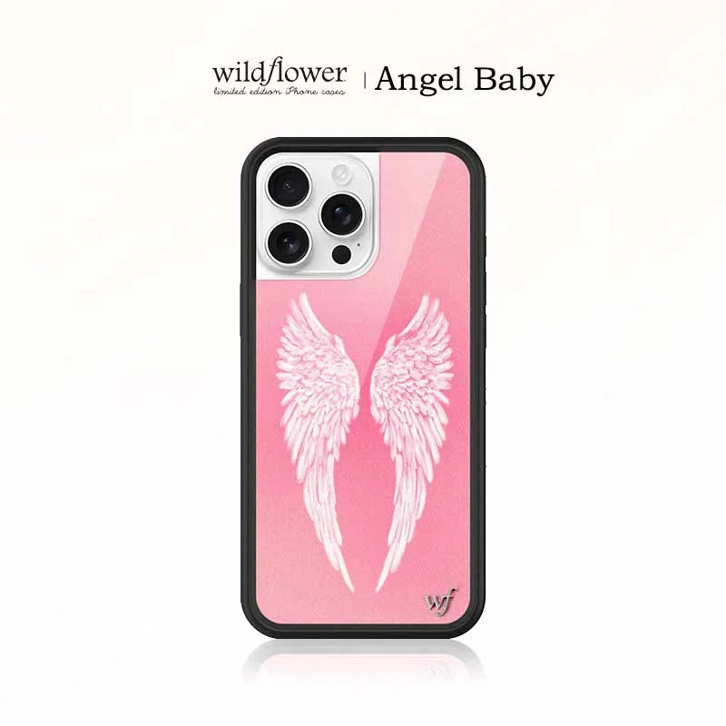 

Wildflower Cute Cartoon Angel Baby Wings Case For iPhone 16 15 14 13 12 17 Pro Max 16 Plus Fashion Pink gift wings wf cover﻿﻿﻿﻿