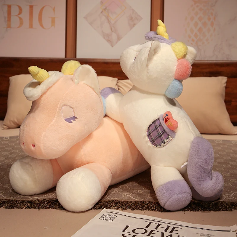 40-100cm Kawaii Lying Unicorn Plush Toy Soft Stuffed Unicorn Soft Dolls Animal Horse Toys Children Girl Pillow Birthday Gifts