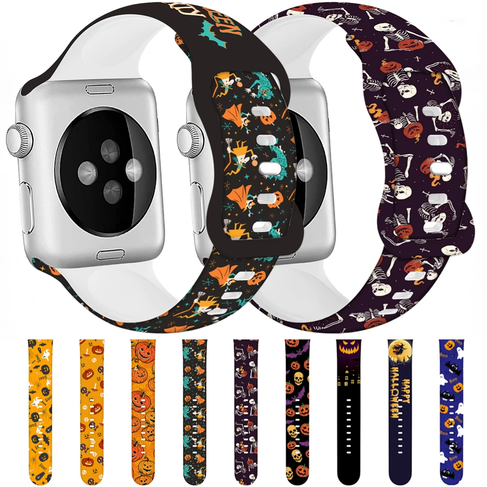 

Halloween Strap for Apple Watch Band 49mm 45mm 41mm 44 40mm 42 38mm Silicone Printing Bracelet for iWatch Series Ultra 8765432SE