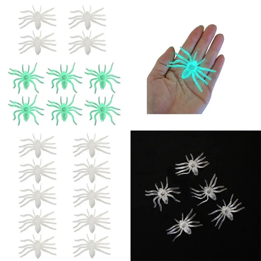 

E8BD Pack of 10 Halloween Luminous Spiders Decorations Frightening Jewelry for Porch Garden Adornment for Outdoor Parties
