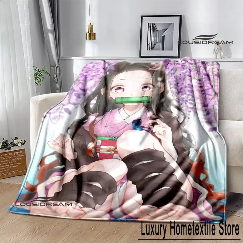 Demon Slayer Printed Blanket Kids Warm Blankets Flannel Soft and comfortable picnic Birthday Gift