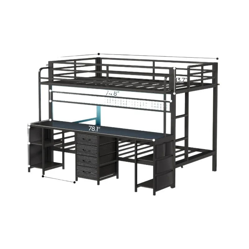 Modern simple wind on the bed and under the table with desk storage combination cabinet power strip light