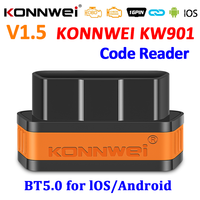 KONNWEI KW901 ELM327 V1.5 Bluetooth 5.0 OBD2 Scanner for Android/IOS OBD 2 Car Diagnostic Tool Code Reader pk Vgate ICAR2 ICAR 2