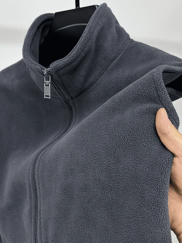 

Мужской утепленный жилет свободного кроя с воротником-стойкой, на флисовой подкладке, для осени и зимы, повседневный, молодежный