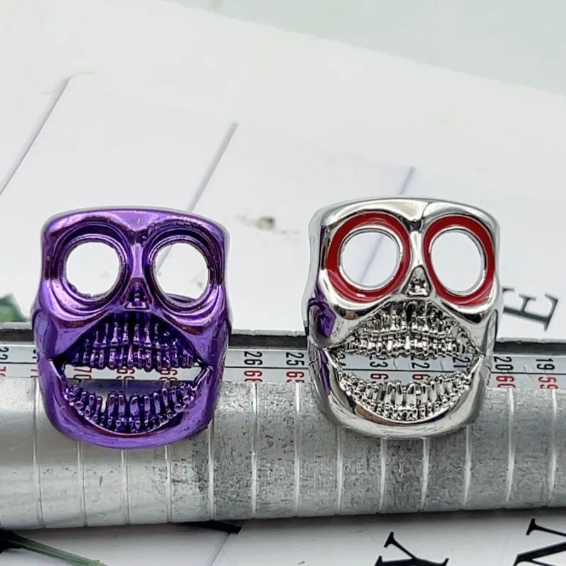 

Stainless Steel Skull Ring Women Men Gothic Purple Silver Tone Statement Jewelry for Streetwear Punk Party Occasions Personality