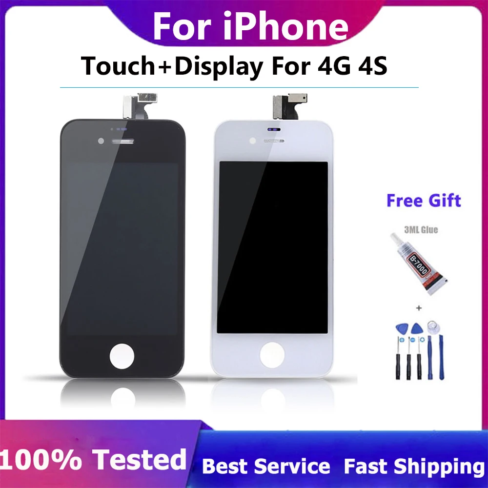 AAA+++ LCD Display For Apple iPhone 4 4S Touch Screen Digitizer Assembly Phone LCD Replacement For iphone 4s 100% Tested