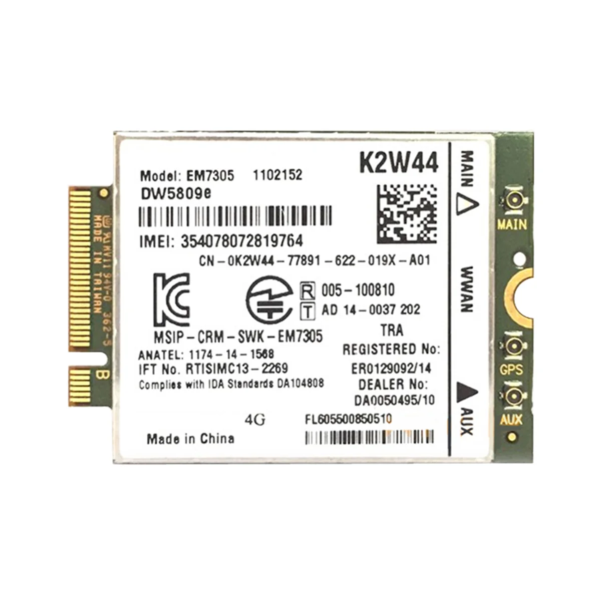 

EM7305 GOBI5000 Wi-Fi карта 4G NGFF WWAN для DELL Latitude E7250 E7450 E5250 7214 7350 7414 Venue 8 Pro 5855 5056