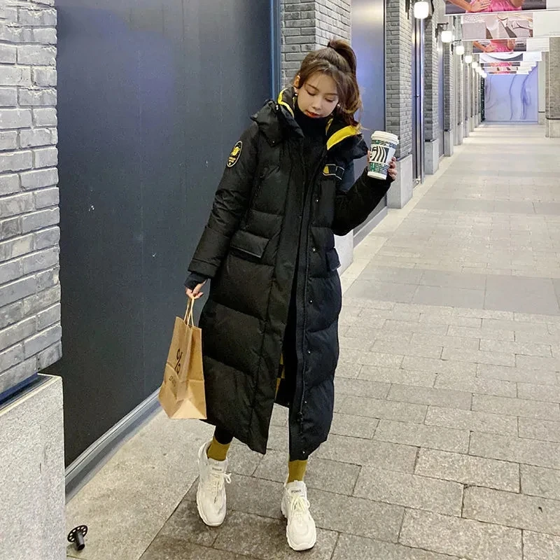 FashionDown Cotton-padded Jacket Coat Over The Knee 2024 New Winter Korean Version Of Loose Fleece Explosion Cotton-Padded Women