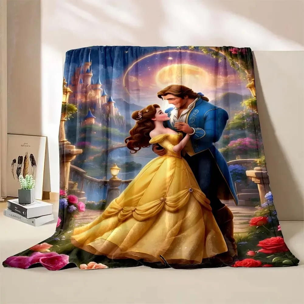 Beauty and The Beast Blanket 4 Seasons Soft Fluffy Throw Disney Kid Adult Quilt Sofa Bed Throw Break Blanket Travel Sheet gift