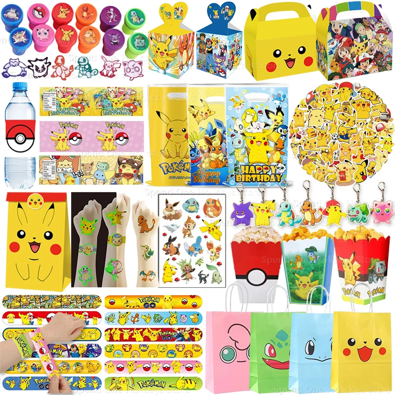 Artículos de Fiesta de Pikachu, Bolsos de Pokémon, Pegatinas, Llaveros, Sellos, Bolsas de Regalo, Relleno de Piñata, Premios para el Aula, Decoración para Baby Shower y Cumpleaños