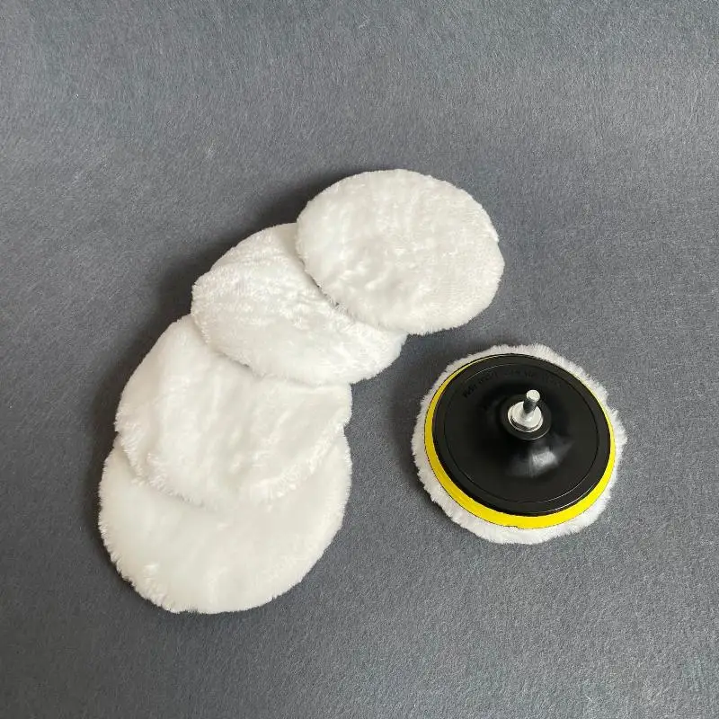 3/4 Inch Wool Car Polishing Pads 3Pcs Set Buffing Wheel Mop Kits No Residue for Auto Paint Care Waxing Polishing
