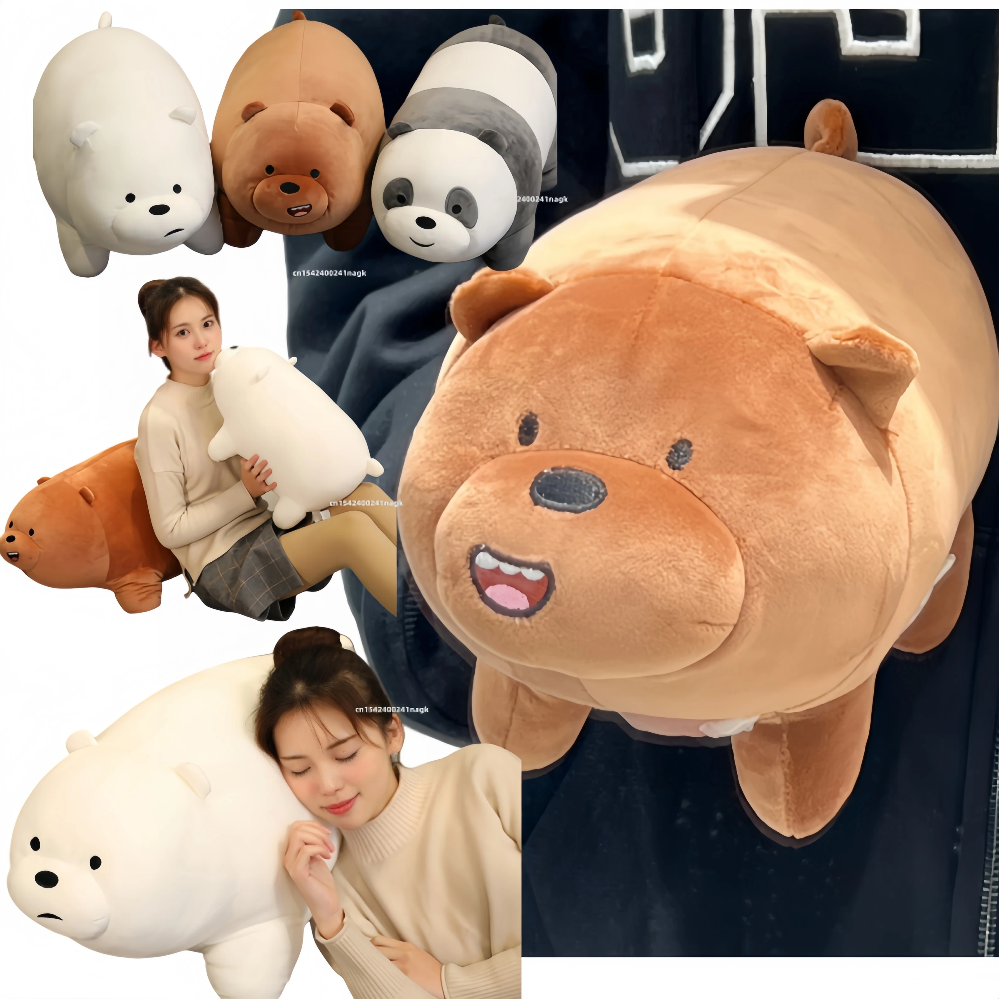 Peluches de Gran Tamaño de We Bare Bears, Muñecos de Peluche, Grizzly, Panda, Ice Bear, Peluches Suaves de We Bare Bears, Cojines, Figuras, Regalos