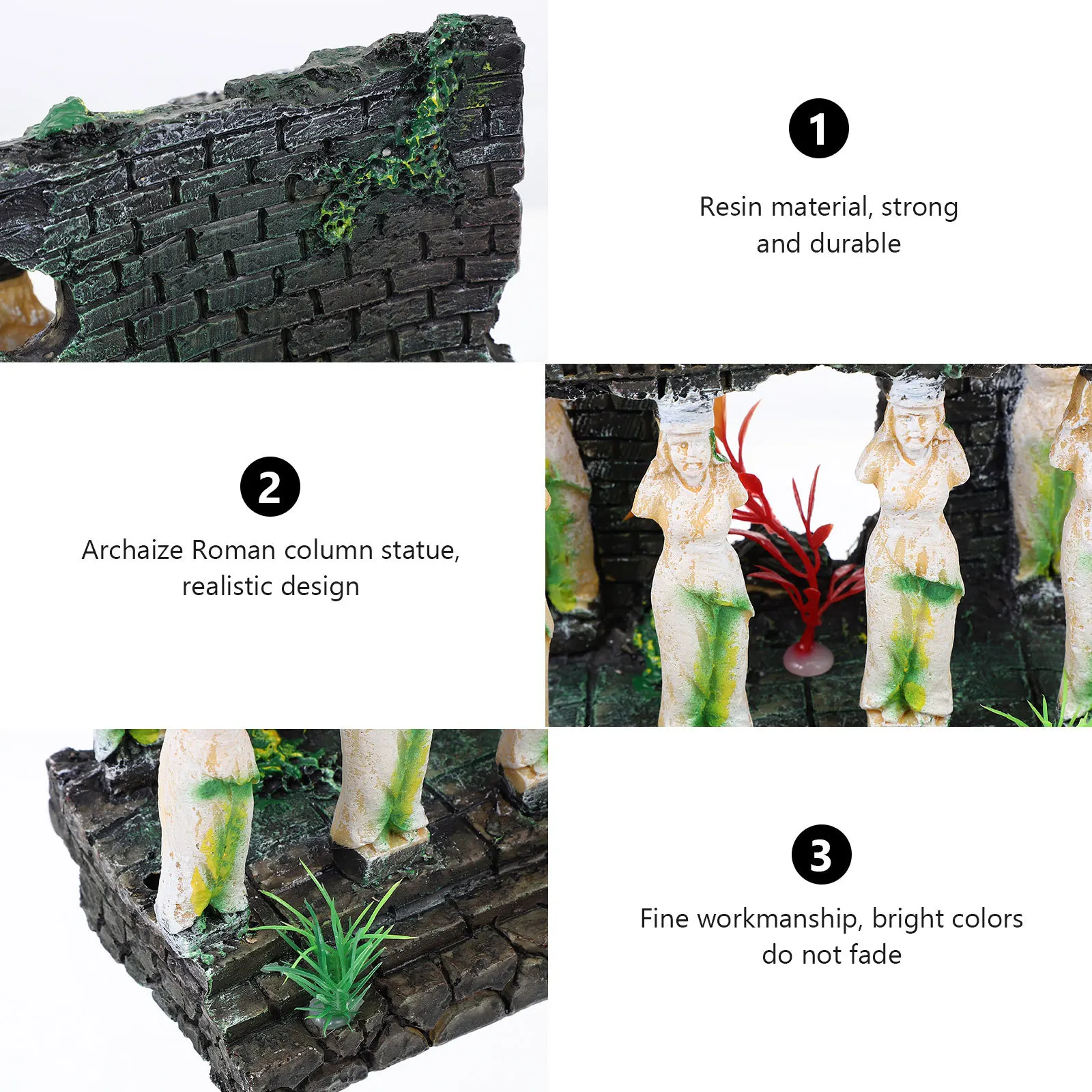 

Simulated Resin Roman Column Aquarium Decoration Natural Flavor Fish Tank Landscape Ornament Resin Sculpture Roman Pillar Decor