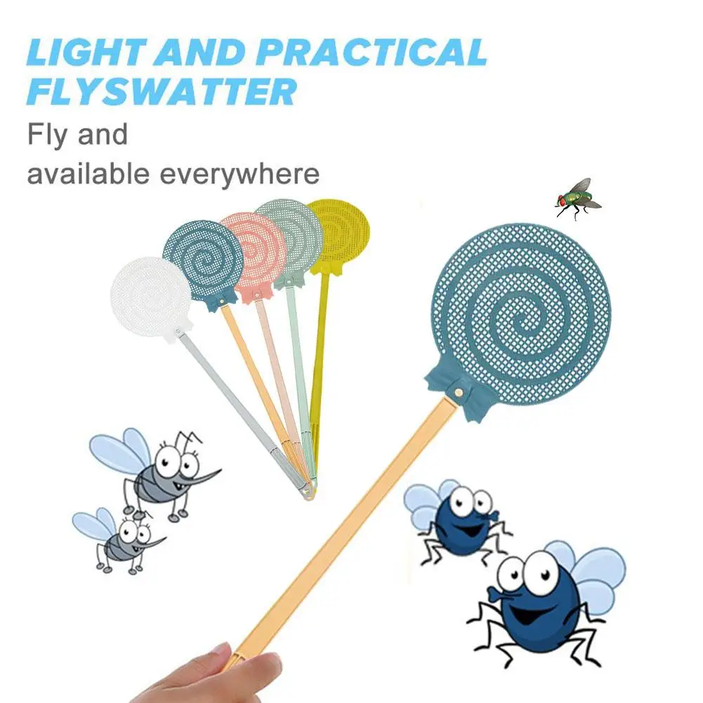 Plastic Fly Swatter Home Use Extended Thickened Non-slip Swatter Portable Swatter Manual Mosquito Multi-function Handle Fly S9K7
