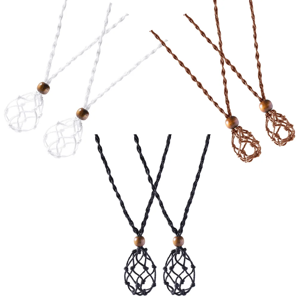 

6 Pcs Ring Necklace Cord Cage Holder Crystal Decorative Hanging Pendant