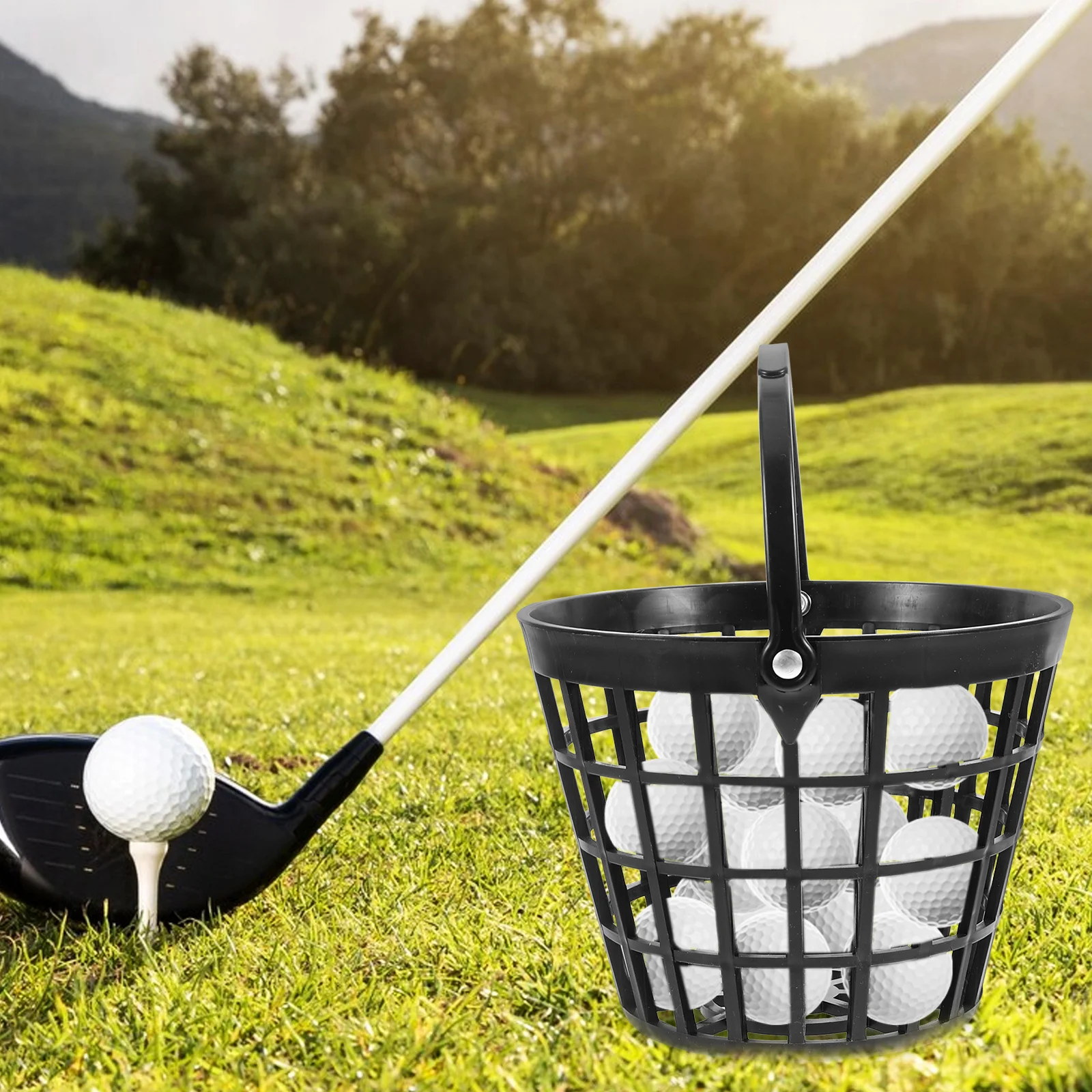 

Heavy Duty Plastic Golf Ball Basket Portable Ball Collection Bucket for Driving Ranges Schools Backyard Practice