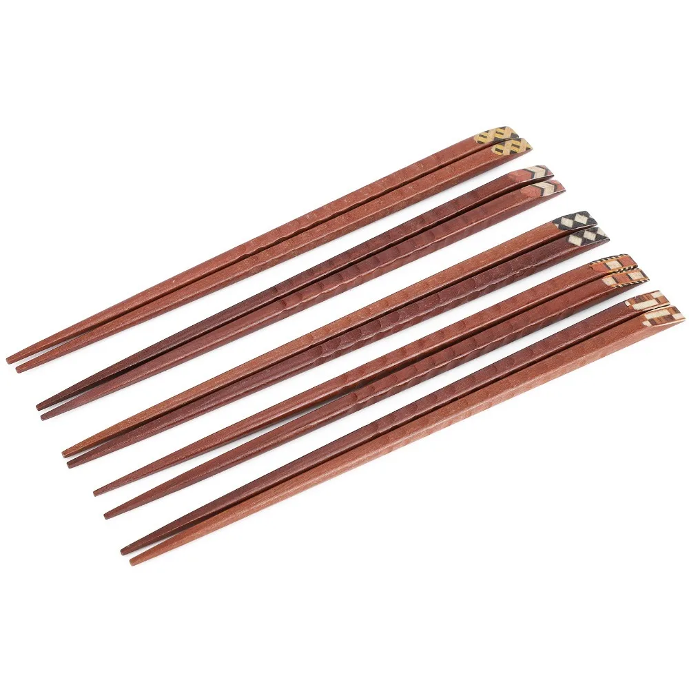 5Pairs Solid Wood Chopsticks Smooth Burr Free Dining Chopsticks Practical Uniform Size Wood Tableware Family Dining